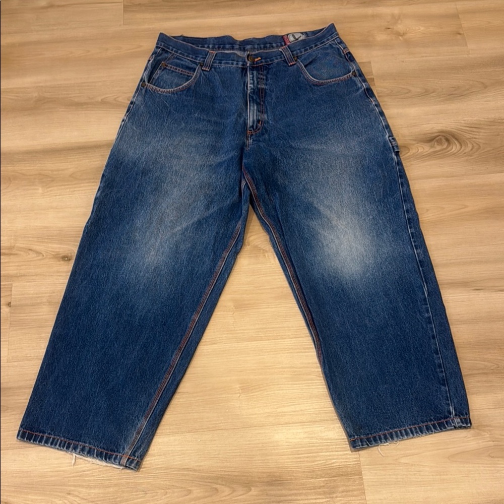 Y2K Loco Men's 10in Wide Leg Carpenter Style Blue Jeans size 38W X 32L